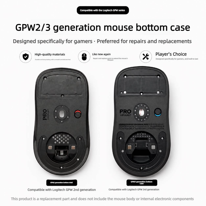 Logitech Mouse G Pro X Superlight - Ersatz-Mausbodenkasten für Logitech Gpw2 Gpw3 G